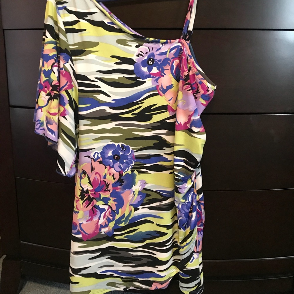 Printed off shoulder dress